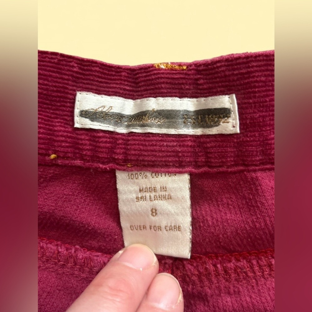Vintage Y2K Abercrombie & Fitch Corduroy Flare Pants Burgundy - Size 8 - Picture 7 of 7